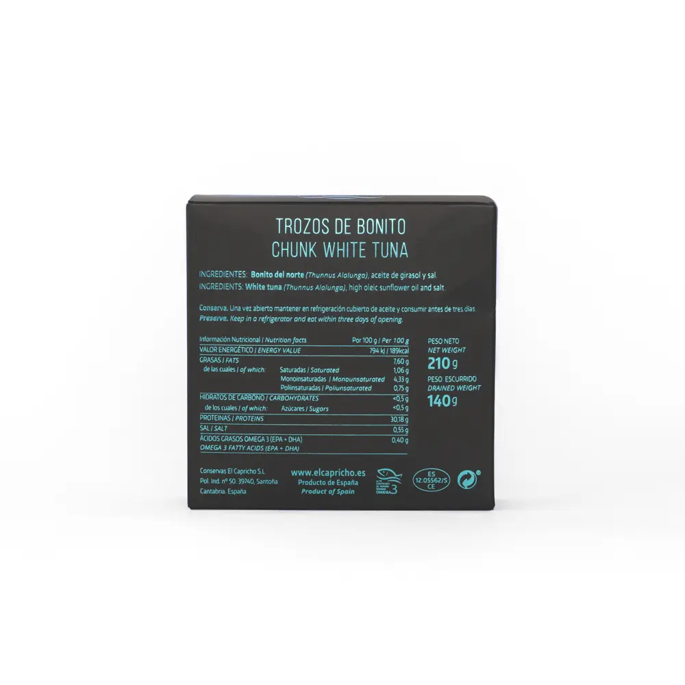 Trozos de bonito del norte en Girasol Alto Oleico-210g - Imagen 2